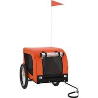vidaXL Dog Bike Trailer Orange and Black Oxford Fabric and Iron, Orange