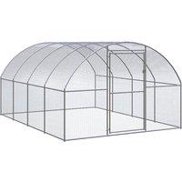 vidaXL Outdoor Chicken Coop 3x4x2 m Galvanised Steel, Silver