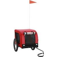 vidaXL Dog Bike Trailer Red and Black Oxford Fabric and Iron, Red