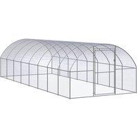 vidaXL Outdoor Chicken Coop 3x8x2 m Galvanised Steel, Silver