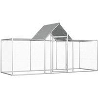 vidaXL Chicken Coop 3x1x1.5 m Galvanised Steel, Silver