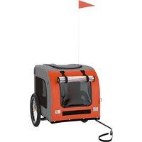 vidaXL Dog Bike Trailer Orange and Grey Oxford Fabric&Iron, Orange