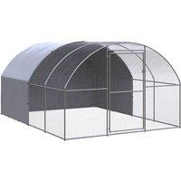 vidaXL Outdoor Chicken Coop 3x4x2 m Galvanised Steel, Silver