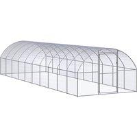 vidaXL Outdoor Chicken Coop 3x10x2 m Galvanised Steel, Silver