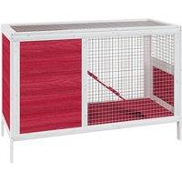 vidaXL Rabbit Hutch Red 103x44x69.5 cm Solid Wood Pine, Red