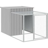vidaXL Chicken Cage with Run Light Grey 110x201x110 cm Galvanised Steel, Grey
