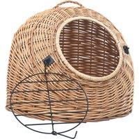 vidaXL Cat Transporter 45x35x35 cm Natural Willow, Brown