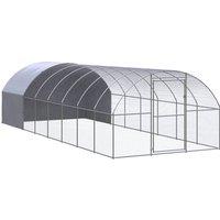 vidaXL Outdoor Chicken Coop 3x8x2 m Galvanised Steel, Silver