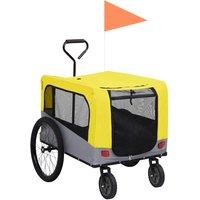 vidaXL 2-in-1 Pet Bike Trailer & Jogging Stroller Yellow and Grey, Yellow