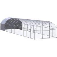 vidaXL Outdoor Chicken Coop 3x12x2 m Galvanised Steel, Silver