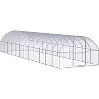 vidaXL Outdoor Chicken Coop 3x12x2 m Galvanised Steel, Silver