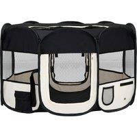 vidaXL Foldable Dog Playpen with Carrying Bag Black 125x125x61 cm, Black