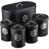 Cooks Professional 5 Piece Storage Canister Set Black/Silver, Black