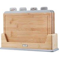 Cooks Professional Set of 4 Bamboo Chopping Boards w/ Stand - Grey, Grey