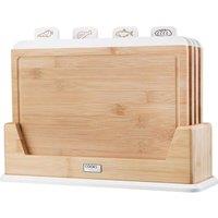 Cooks Professional Set of 4 Bamboo Chopping Boards w/ Stand - White, White
