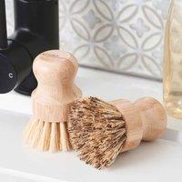 Cooks Professional Set of 2 Eco Friendly Bamboo Washing Up Dish Brushes, Cream