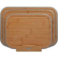 Cooks Professional Set of 3 Bamboo Chopping Boards w/ Stand - Grey, Grey
