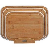Cooks Professional Set of 3 Bamboo Chopping Boards w/ Stand - White, White
