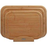 Cooks Professional Set of 3 Bamboo Chopping Boards w/ Stand - Natural, Brown