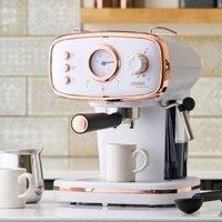 Cooks Professional 15 Bar Retro Coffee Espresso Machine - White/Copper, Multi