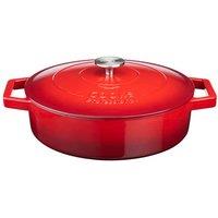 Cooks Professional Cast Iron Shallow Casserole w/ Lid 28cm, 4.3L Red, Red