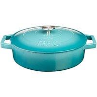 Cooks Professional Cast Iron Shallow Casserole w/ Lid 28cm, 4.3L Teal, Blue