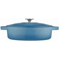 Cooks Professional Cast Iron Shallow Casserole w/ Lid 28cm, 4.3L Graduated Blue, Blue