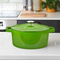 Cooks Professional Cast Iron Casserole w/ Lid 26cm, 5.8L Graduated Green, Green