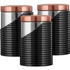 Tower Linear Set of 3 Storage Canisters - Rose gold / Black