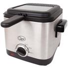 Quest 34250 1.5L Brushed Stainless Steel Square Deep Fat Fryer - Silver/Black