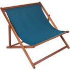 Charles Bentley Wooden Eucalyptus Folding Double Deck Chair - Blue