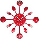 Premier Housewares Cutlery Metal Wall Clock - Red