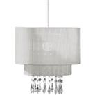 Premier Housewares Pendant Shade in Silver Voile with Beaded Droplets