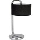 Premier Housewares Leyna Table Lamp Chrome with Black Fabric Shade