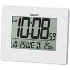Seiko LCD Alarm Calendar Clock - White