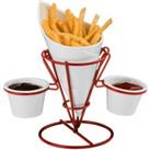 Premier Housewares French Fries Cone & Dips Stand Set - Red