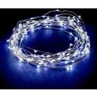 Robert Dyas Battery Operated 100 Silver Copper Metal String Lights - Ice White