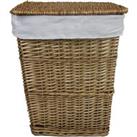 JVL Classic Honey Tapered Willow Wicker Lined Washing Linen Laundry Basket 57 x 45 x 32 cm