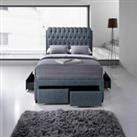 The Artisan Bed Company Dark Grey 4 Drawer Fabric Bed With Button Headboard Double