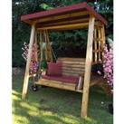 Charles Taylor Dorset Two Seat Swing with Burgundy Cushions and Roof Cover