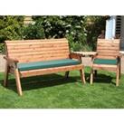 Charles Taylor Four Seater Companion Set Angled with Green Cushions