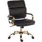 Teknik Office Vintage Executive Chair in Leather Look with Brass Coloured Metal Arm frame & Five Star Base - Black