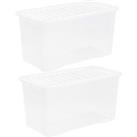Wham Crystal Clear Storage Box with Lid 110L - Set of 2