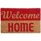 Premier Housewares Natrual and Red Coir Doormat - Welcome Home
