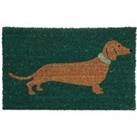 Premier Housewares Green Coir Doormat - Sausage Dog