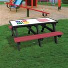 NBB Recycled Furniture NBB Map Activity Top Recycled Plastic Table with Benches - Cranberry Red