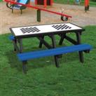 NBB Recycled Furniture NBB Double Chess Activity Top Recycled Plastic Table with Benches - Blue