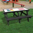 NBB Recycled Furniture NBB Ludo/4-In-A-Row Activity Top Recycled Plastic Table with Benches - Black