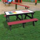 NBB Recycled Furniture NBB Ludo/4-In-A-Row Activity Top Recycled Plastic Table with Benches - Cranberry Red