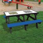 NBB Recycled Furniture NBB Snakes & Ladders/Draughts Activity Top Recycled Plastic Table with Benches - Blue